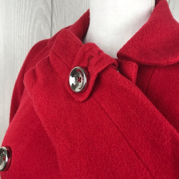 Michael Kors solid red wool button front lined jacket - Picture 4 of 8